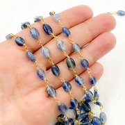 Kyanite Oval Shape Gold Plated Wire Chain